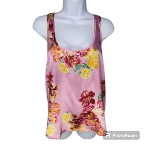 Pink Satin Floral Razorback Tank Top Victoria's Secret Size Medium